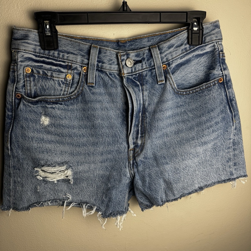 Levi’s Premium 501 Skinny Cutoff Denim Shorts Women’s W28 Raw Hem High Rise